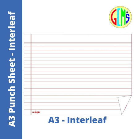 Ashoka A3 Punch Sheet Paper - Single Line Interleaf, Pack of 20 Sheets
