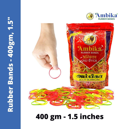 Ambika Rubber Bands - 400 gm, 1.5 inches