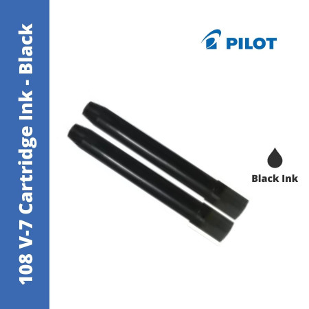 Pilot 108 V7 Cartridge Ink - Black, Pack of 2