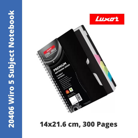 Luxor 20406 Wiro 5 Subject Notebook - 14x21.6 cm, 300 Pages