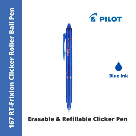Pilot 167 RT-Frixion Clicker Erasable Roller Ball Pen - Blue