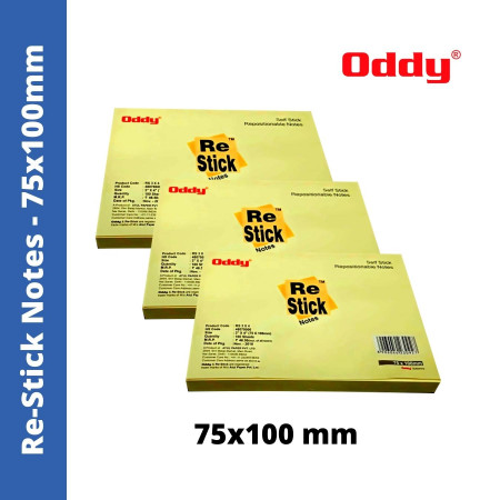 Oddy Re-Stick Notes - 75x100 mm, 100 Sheets (RS 3x4)
