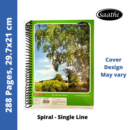 Saathi Notebook - Spiral, Single Line, 288 Pages, 29.7x21cm (02331274)