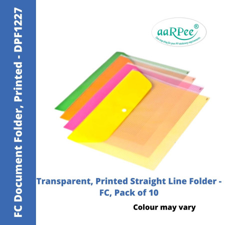 Aarpee FC Document Folder - Straight Line Print, 0.12 mm, Pack of 10 (DPF1227)