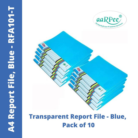 Aarpee A4 Report File (W/O Pocket) - Blue, 0.30 mm, Pack of 10 (RFA101-T)