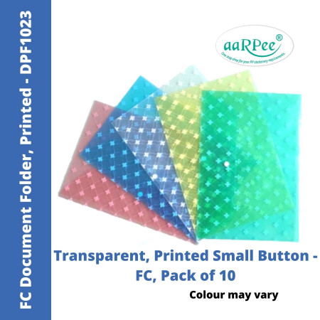 Aarpee FC Document Folder - Small Button Print, 0.12 mm, Pack of 10 (DPF1023)