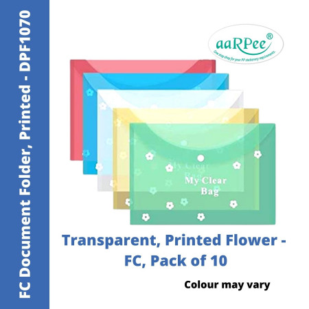 Aarpee FC Document Folder - Flower Print, 0.12 mm, Pack of 10 (DPF1070)