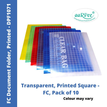 Aarpee FC Document Folder - Square Print, 0.12 mm, Pack of 10 (DPF1071)
