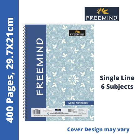Freemind Long Notebook - Spiral, Single Line, 6 Subjects, 400 Pages, 29.7x21 cm (704922)
