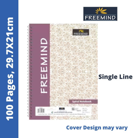 Freemind Long Notebook - Spiral, Single Line, 100 Pages, 29.7x21 cm (704930)