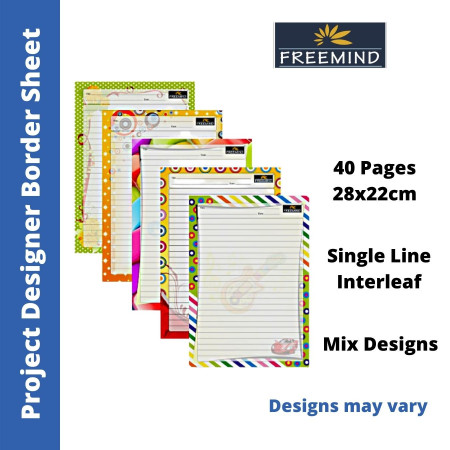 Freemind Designer Border Sheets - Single Line Interleaf, 40 Sheets, 28x22 cm (705820)