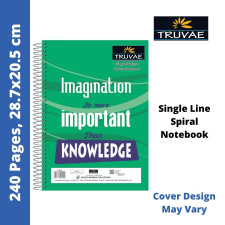 Truvae Spiral Notebook - Single Line, 240 Pages, 28.7x20.5 cm (556)