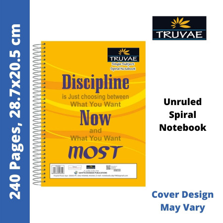 Truvae Spiral Notebook - Unruled, 240 Pages, 28.7x20.5 cm (557)