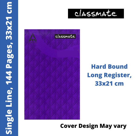 Classmate Hard Bound Notebook - Single Line, 144 Pages, 33x21 cm (2001242)