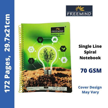 Freemind Long Notebook - A4 Spiral, Single Line, 172 Pages, 29.7x21cm (704980)
