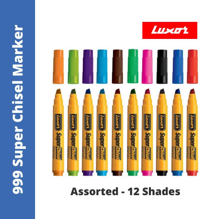 Luxor 999 Super Chisel Marker Assorted - 12 Shades