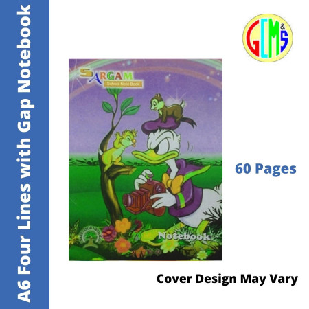 Sargam A6 Notebook - Four Lines with Gap, 60 Pages