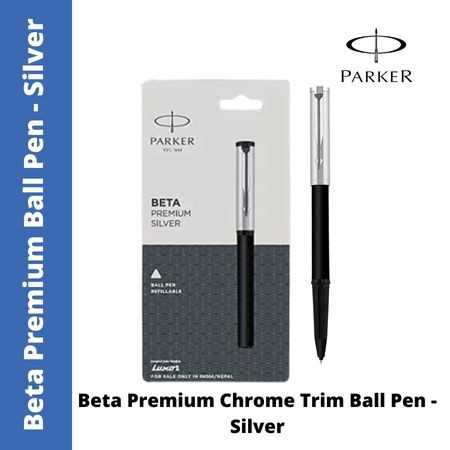 Parker Beta Premium Chrome Trim Ball Pen - Silver (MRP - Rs. 170)