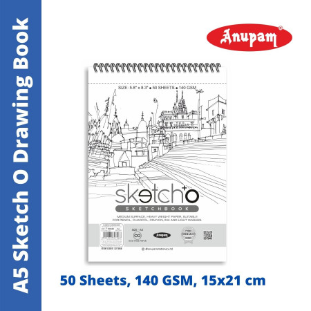 Anupam A5 Sketch O Sketch Book - 50 Sheets, 140 GSM (327068)