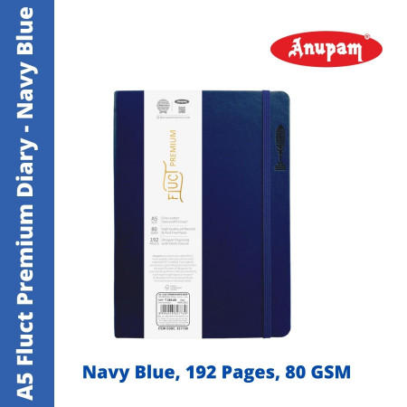 Anupam A5 Navy Blue Fluct Premium Diary - Ruled, 192 Pages (327730Blue)
