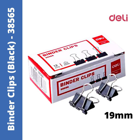 Deli Binder Clips (Black) 19mm -38565