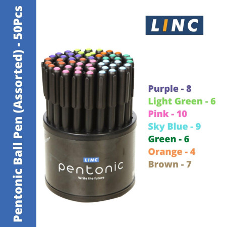 Linc Pentonic Ball Pen 50 pcs Tumbler Assorted - 7 Shades