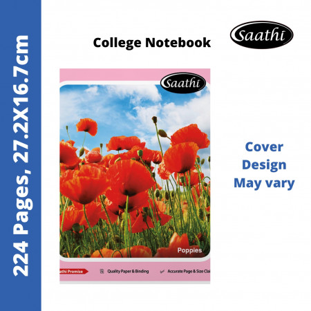 Saathi College Notebook - Single Line, 224 Pages, 27.2x16.7cm (02331237)