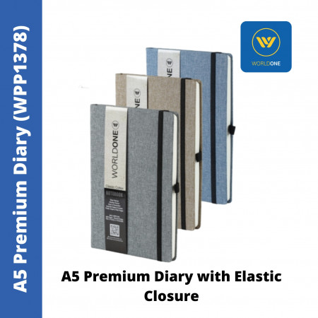 WorldOne A5 Premium Diary with Elastic Closure (WPP1378)