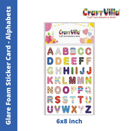 Craftvilla Glare Alphabets Foam Sticker Card (Size: 6''x8)