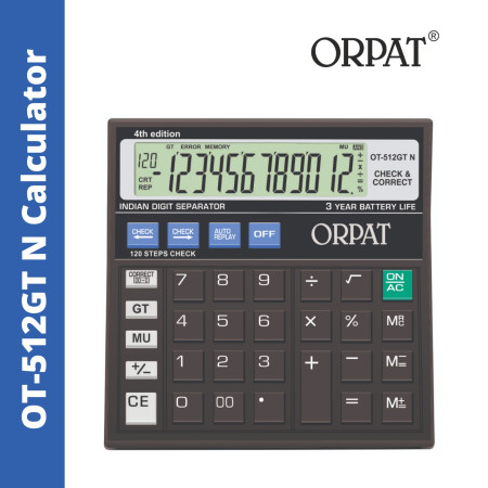 Orpat OT-512GT N Check & Correct Calculator (12 Digit) (New Launch)