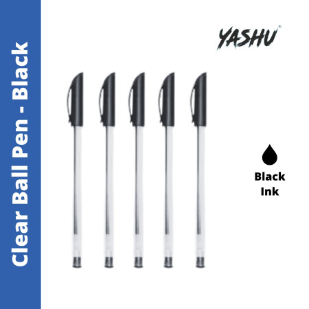 Yashu Clear Ball Pen - Black