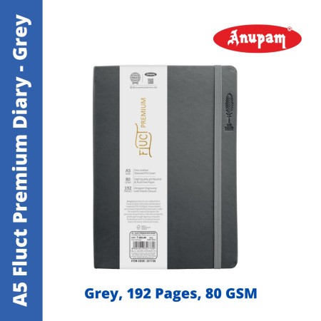 Anupam A5 Grey Fluct Premium Diary - Ruled, 192 Pages (327730Grey) MRP Rs. 320