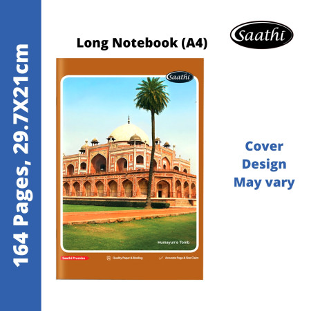 Saathi Long Notebook - Single Line, 164 Pages, 29.7x21cm (02331072) - MRP - Rs. 68