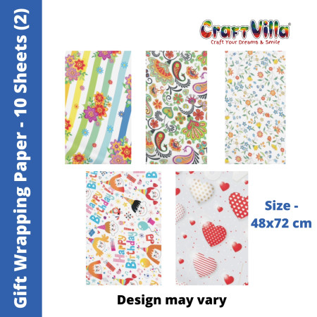 Craftvilla Gift Wrapping Paper - Pack of 10 Sheets, Size - 48x72 cm (2)