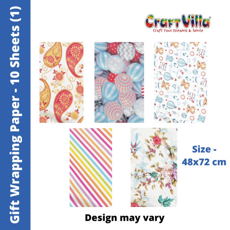 Craftvilla Gift Wrapping Paper - Pack of 10 Sheets, Size - 48x72 cm (1)